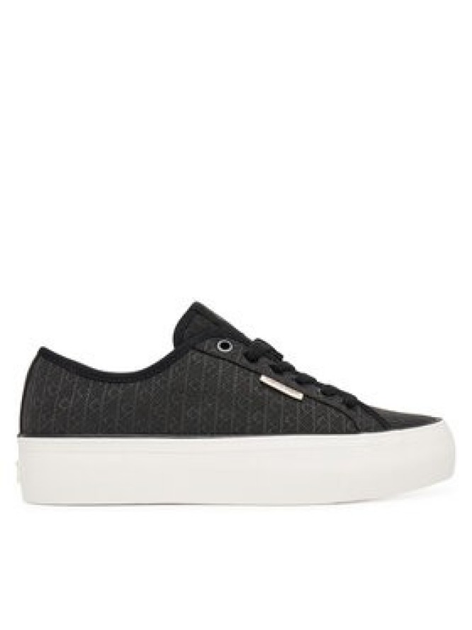 Calvin Klein Sneakersy Vulc Flatf Laceup Jaq Aop HW0HW03265 Czarny