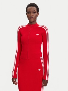 adidas Bluza adicolor 3-Stripes JY2598 Czerwony Slim Fit