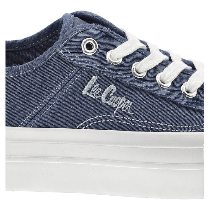 Trampki damskie Lee Cooper, tekstylna cholewka o lekkiej i trwałej konstrukcji klasyczne sznurowanie gumowa podeszwa, granatowe, LCW-22-31-0888L