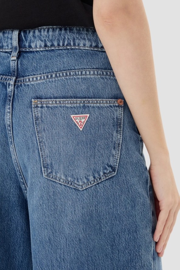 GUESS Niebieskie jeansy damskie z szeroką nogawką, Rozmiar XS