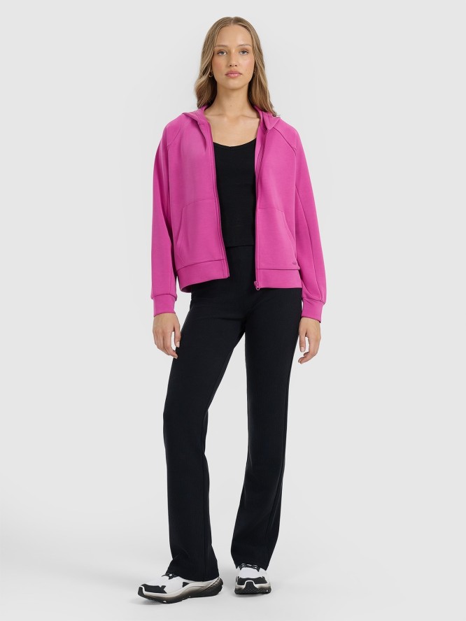 4F Bluza dresowa rozpinana z modalem damska - różowa M