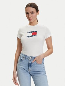 Tommy Jeans T-Shirt DW0DW22781 Écru Regular Fit