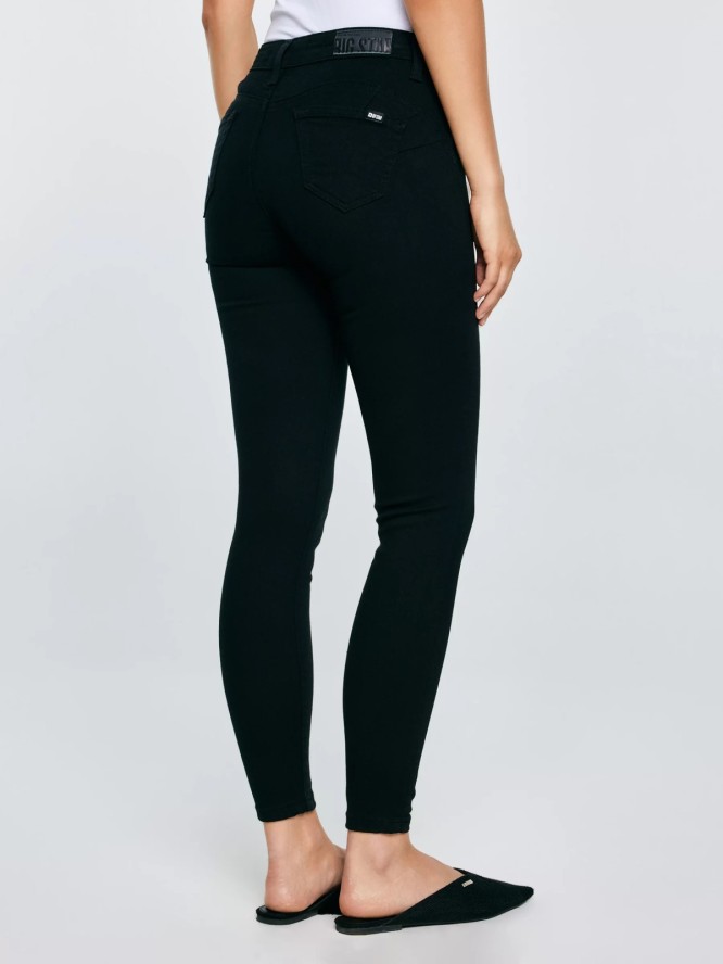 Jeansy damskie push up z wysokim stanem czarne Melinda High Waist 915