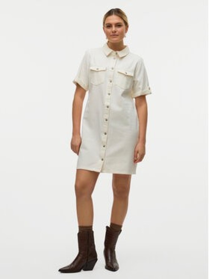 Vero Moda Sukienka jeansowa Jennie 10309665 Biały Regular Fit