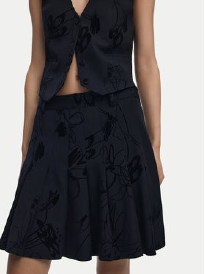 Desigual Spódnica mini Flock 25WWFW10 Czarny Regular Fit