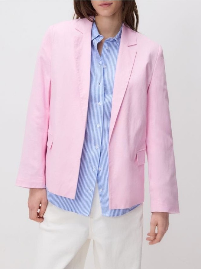 Marynarka z dodatkiem lnu - pastelowy róż