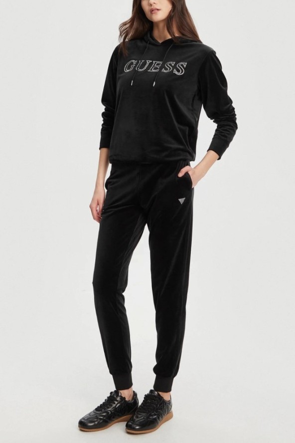 GUESS Czarne damskie spodnie dresowe Couture, Rozmiar S
