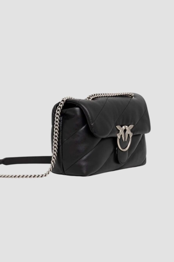 PINKO Czarna listonoszka ze srebrnymi okuciami damska Love Puff Classic
