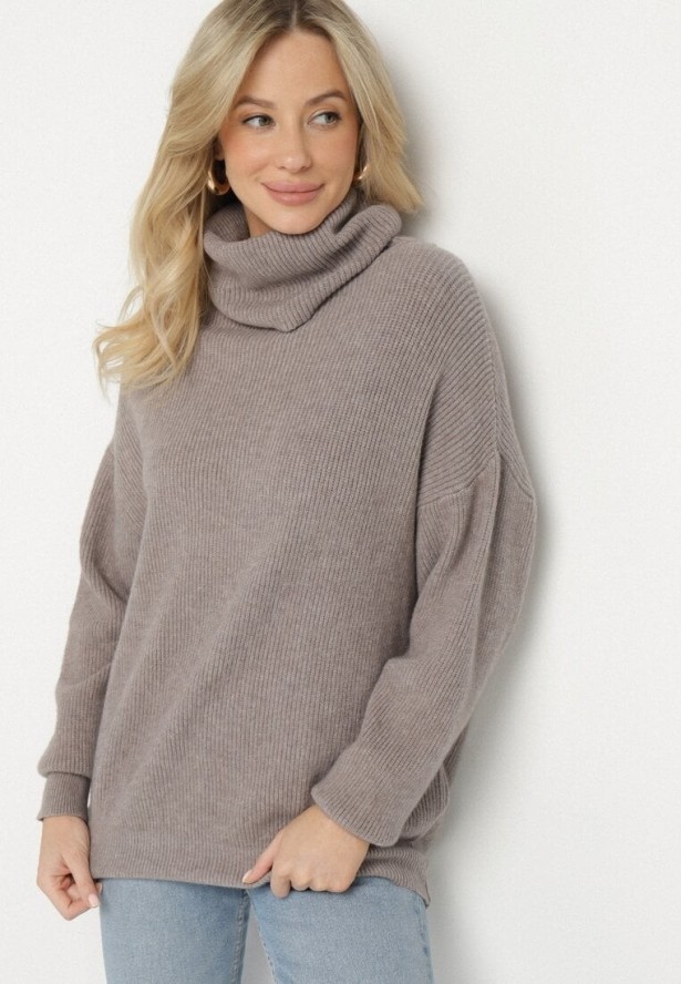 Ciemnobrązowy Golf o Klasycznym Kroju z Kaszmirem Azifra