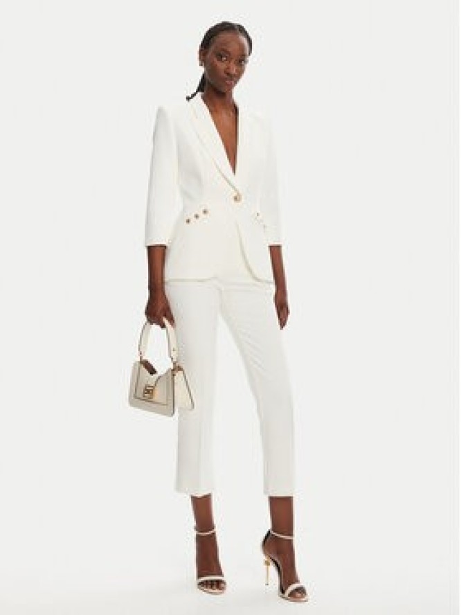 Elisabetta Franchi Marynarka GI-164-52E2-V640 Biały Regular Fit