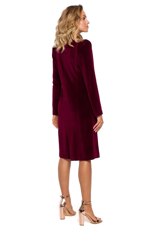 Sukienka marynarka welurowa z guzikami czerwona sukienka żakietowa