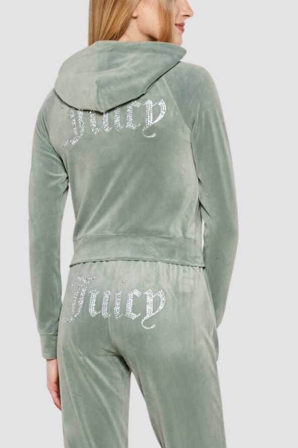 JUICY COUTURE Zielona damska bluza damska Madison Hoodie, Rozmiar M