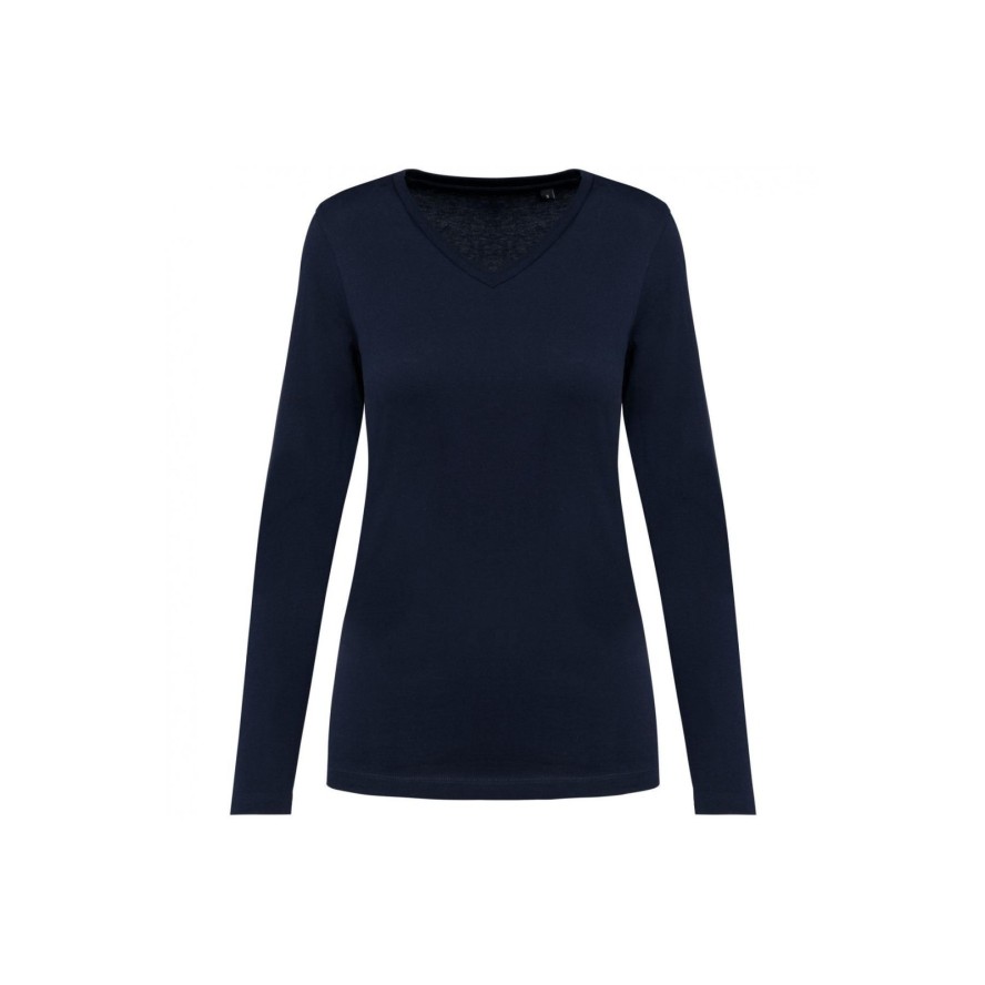 Damska koszulka z długim rękawem suprima v-neck Kariban Premium