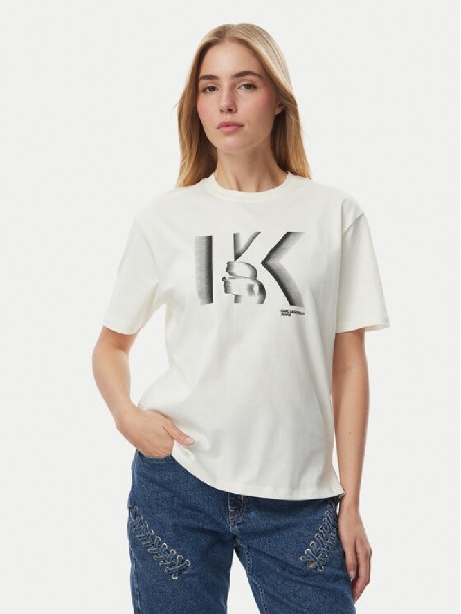 KARL LAGERFELD T-Shirt B4W17003 Kremowy Regular Fit