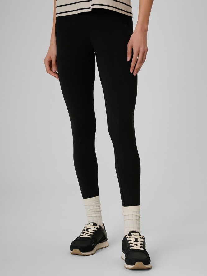 4F Legginsy dzianinowe damskie - czarne XL