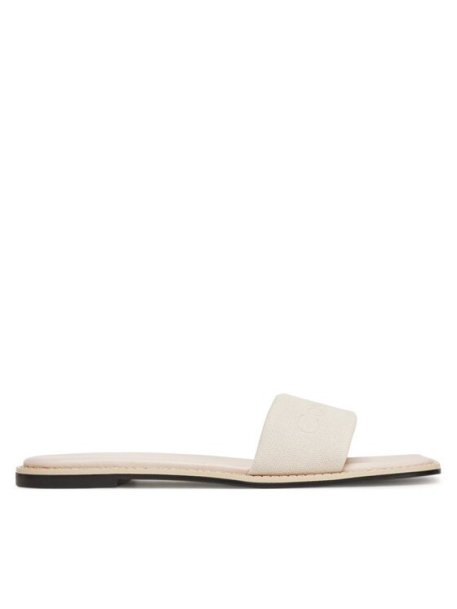 Calvin Klein Klapki Flat Slide - He HW0HW02378 Écru