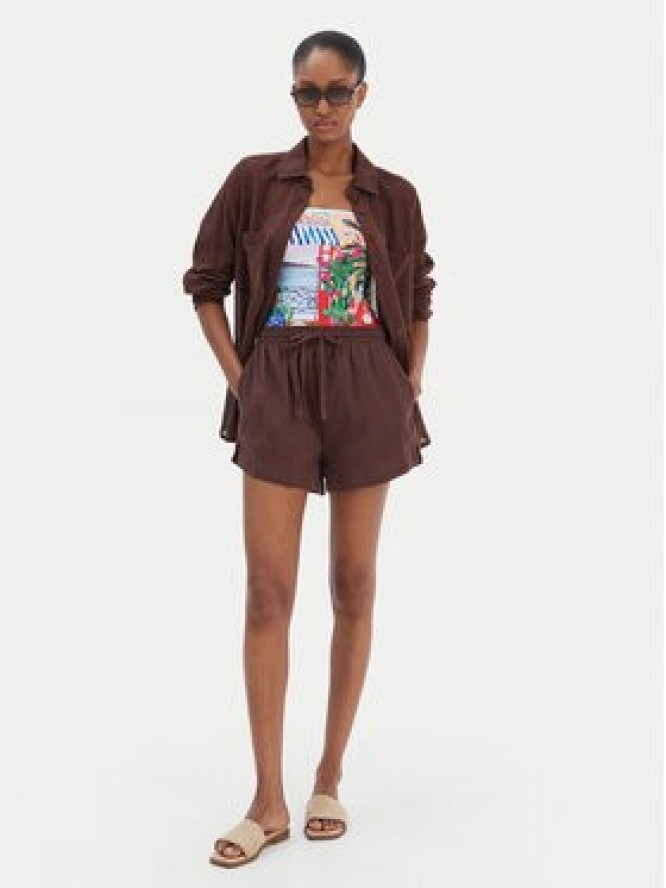 Seafolly Szorty materiałowe Crinkle 55429-SH Brązowy Regular Fit