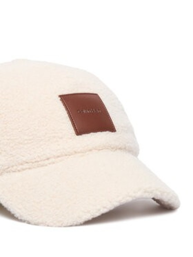 Calvin Klein Czapka z daszkiem All-Over Sherpa W/ Patch Cap LV04F5096G Kremowy