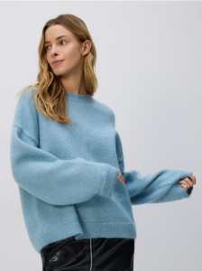 Sweter z wełną i moherem - niebieski