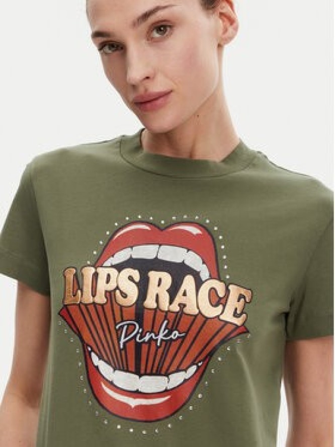 PINKO T-Shirt Trapani 105050 A2D8 Khaki Regular Fit