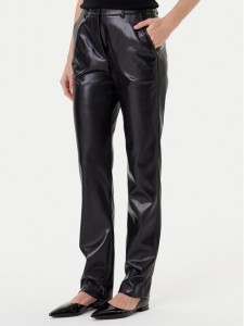 Marella Spodnie z imitacji skóry Teodora 2523786011 Czarny Slim Fit