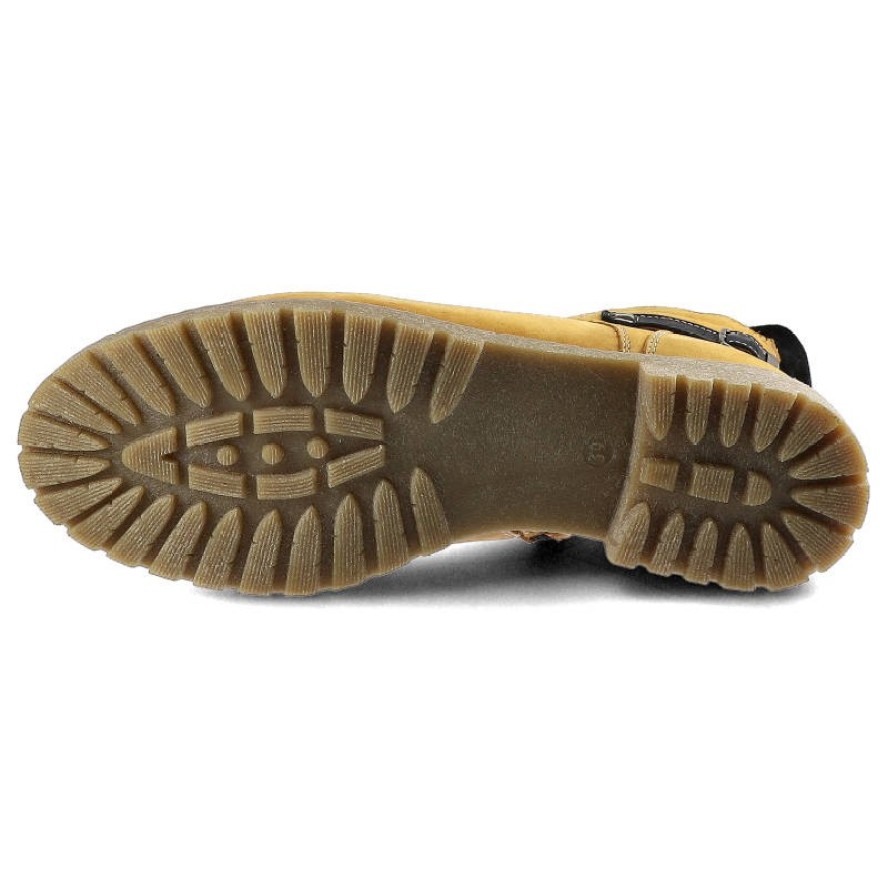 Żółte Botki Pollonus Damskie Stylowe Obuwie