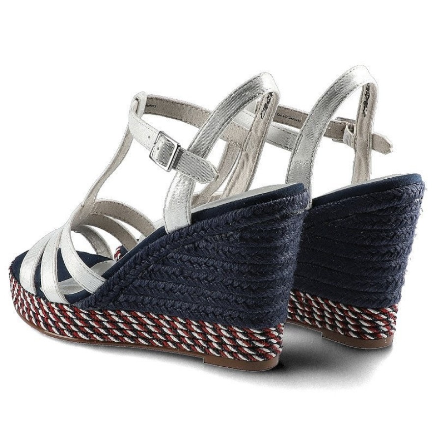 Białe Sandały Tamaris Damskie Buty Na Koturnie