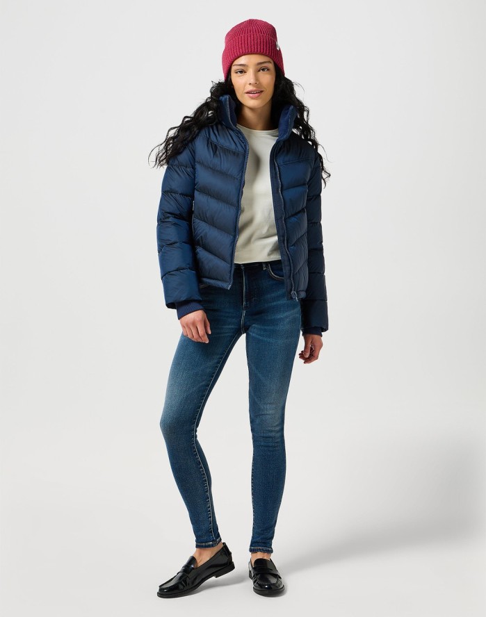 WRANGLER DAMSKA KURTKA ZIMOWA WRANGLER SHORT PUFFER JACKET NAVY 112356503