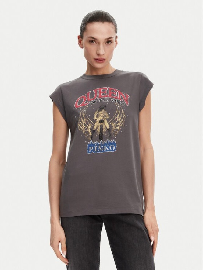 PINKO T-Shirt Marrakech 104603 A2DA Szary Regular Fit