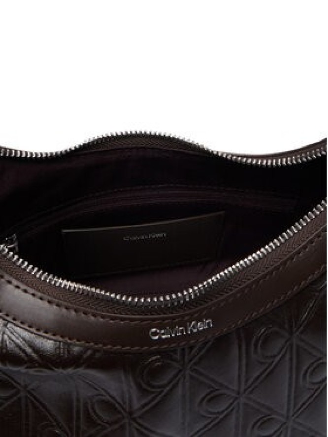 Calvin Klein Torebka Emblem Aop Debossed Shoulder Bag LV04F3874G Brązowy