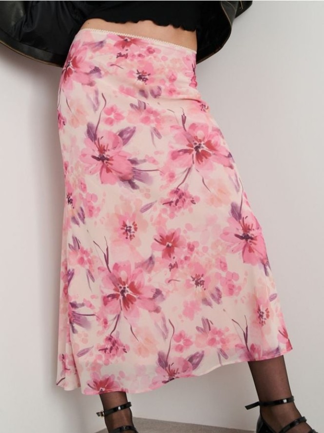 Spódnica midi w kwiaty - wielobarwny