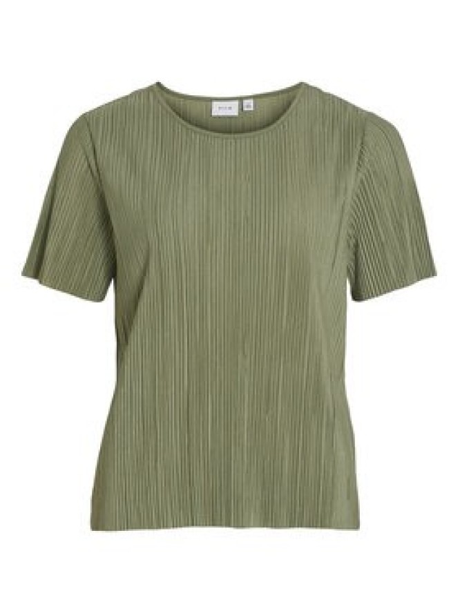 Vila T-Shirt Plisa 14089481 Zielony Regular Fit