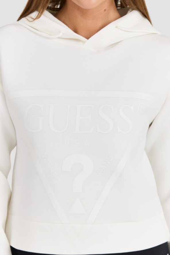 GUESS Biała damska bluza New Alisa z dużym logo, Rozmiar L