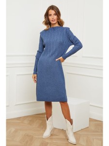 Joséfine Sukienka dzianinowa "Garcy" w kolorze niebieskim rozmiar: XL