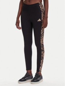 adidas Legginsy Animal Print 3-Stripes JM1864 Czarny Slim Fit