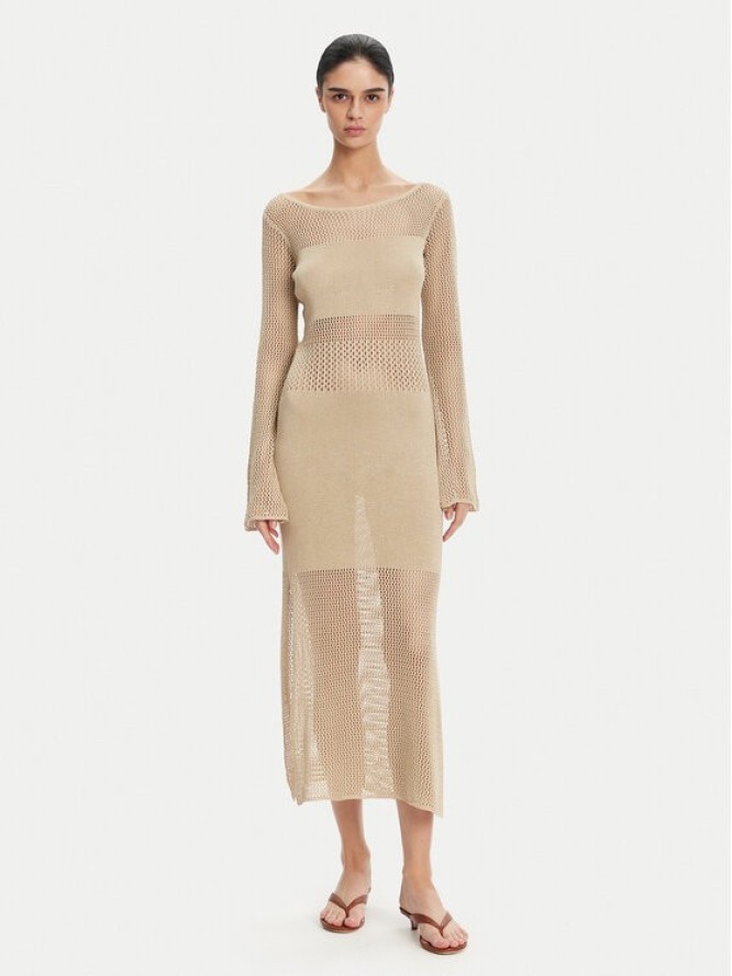 Fracomina Sukienka dzianinowa FS25SD5004K514O7 Beżowy Slim Fit