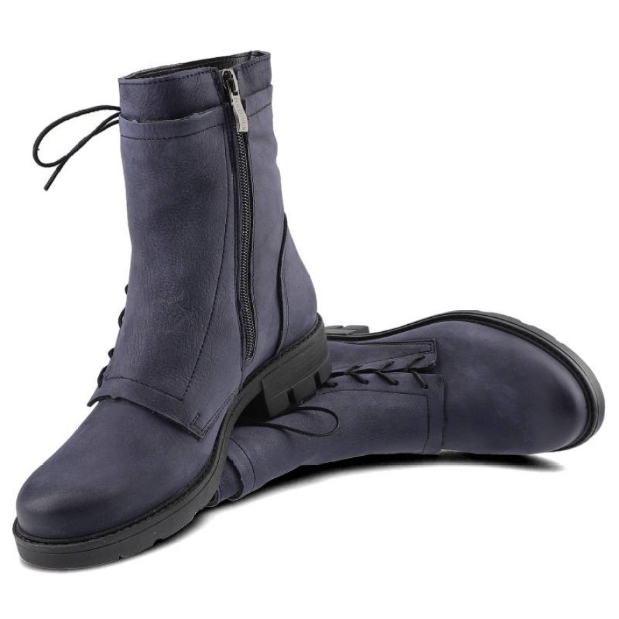 Granatowe Botki Pollonus Damskie Wygodne Buty