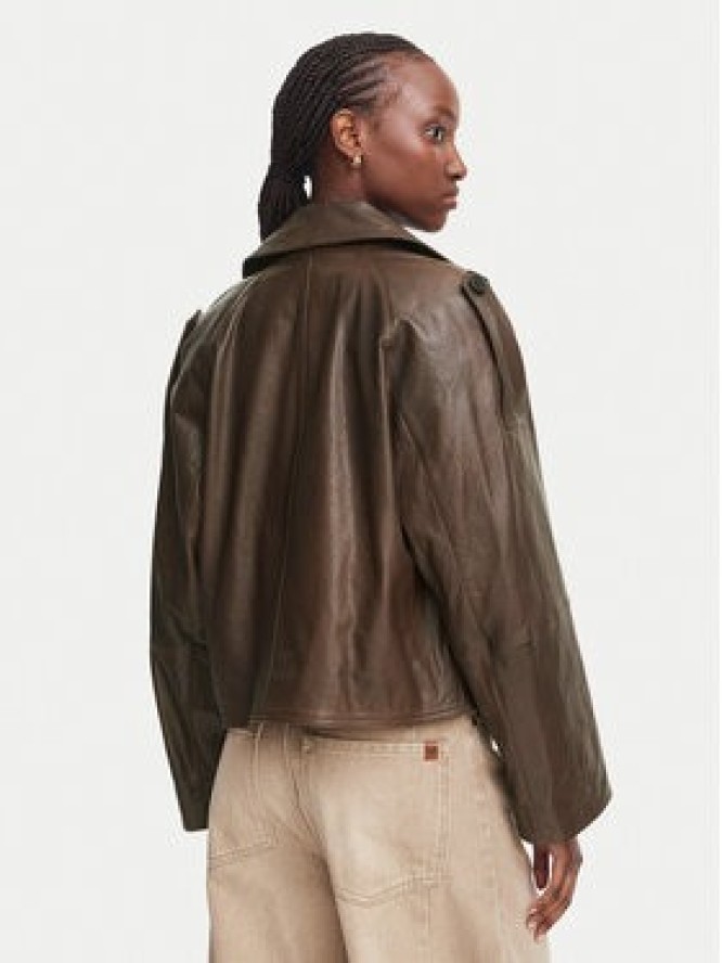 Weekend Max Mara Kurtka skórzana Felino 2625446051 Brązowy ciemny Regular Fit