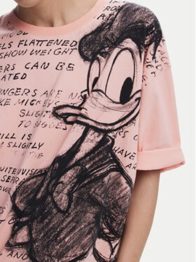 Desigual T-Shirt Donald 25SWTKAH Różowy Loose Fit