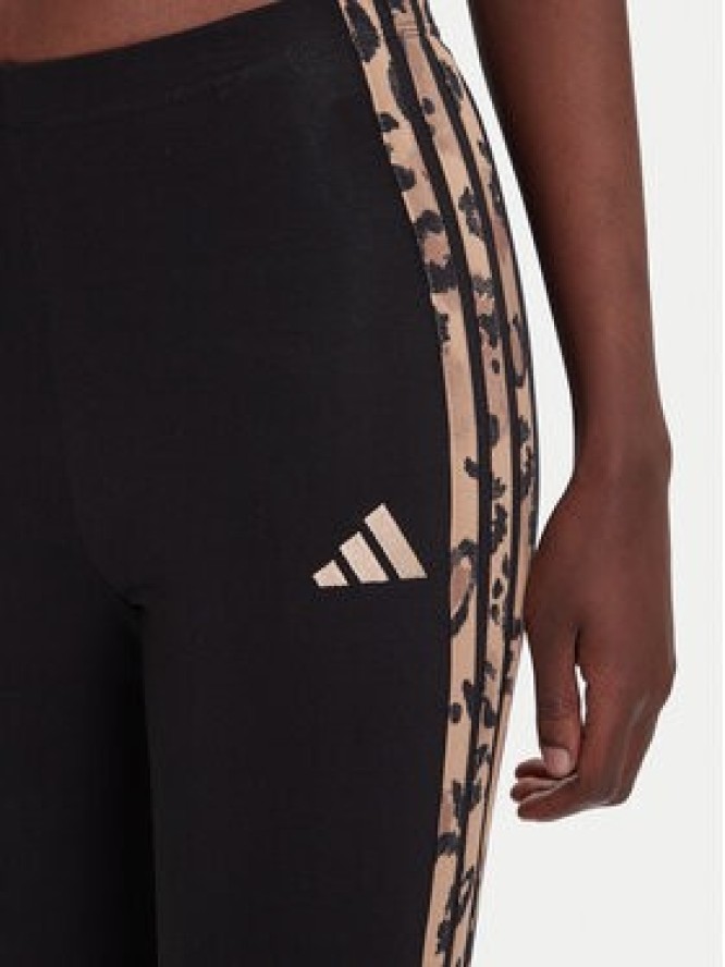 adidas Legginsy Animal Print 3-Stripes JM1864 Czarny Slim Fit