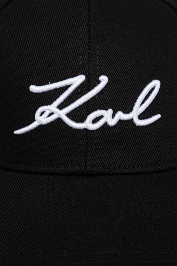 KARL LAGERFELD Czarna czapka damska z daszkiem Signature Cap