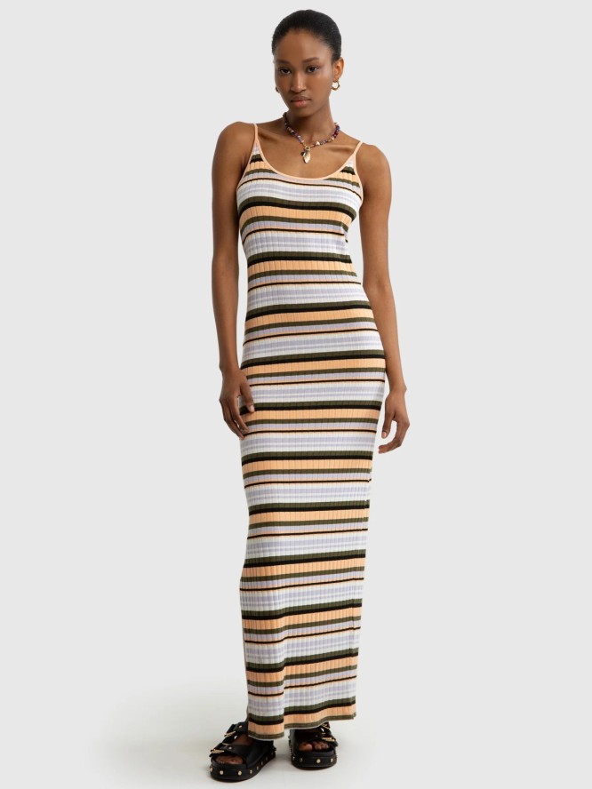 Sukienka damska maxi w kolorowe paski Martina 000