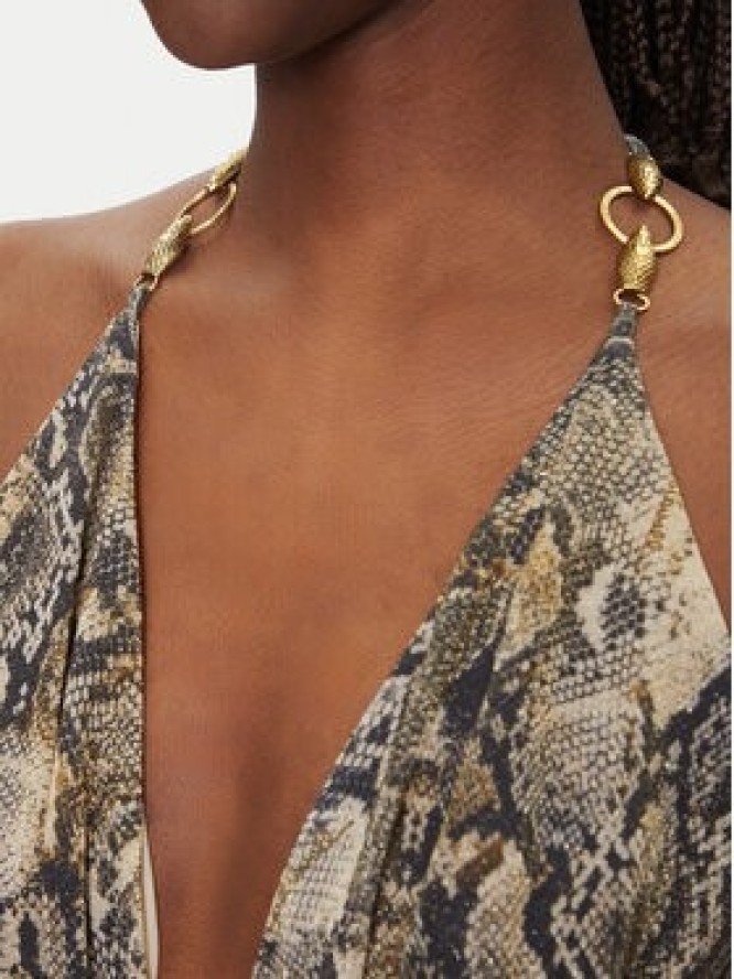 Just Cavalli Sukienka koktajlowa 78PAO932 Beżowy Slim Fit