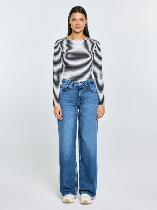 Bluzka damska w paski granatowa Vensa 403