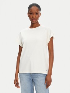 Tommy Hilfiger T-Shirt Gold Button WW0WW45628 Biały Regular Fit