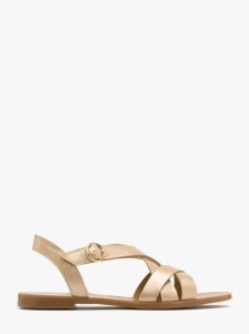 Złote sandały na płaskiej podeszwie