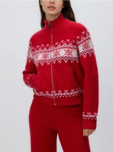 Sweter z zapięciem na zamek - czerwony