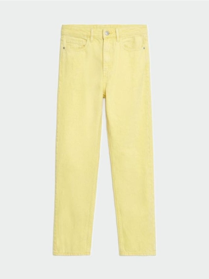 Jeansy mom high waist - żółty