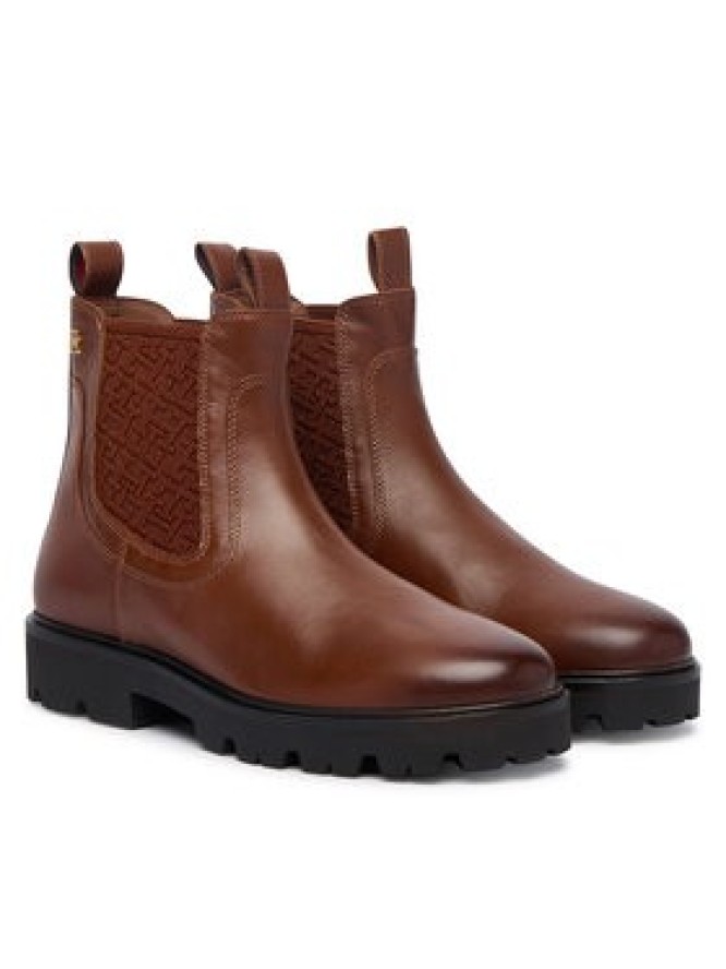 Tommy Hilfiger Sztyblety Th Monogram Leather Chelsea Boot FW0FW09562 Brązowy