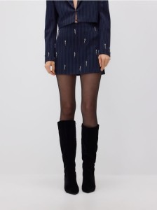 Spódnica z ozdobną aplikacją - granatowy